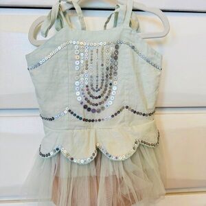 Tutu du Monde Vintage light blue/brown bottom onesie size 4-5